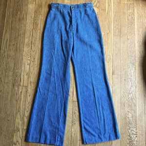 VINTAGE 1970s denim Levi women’s jeans- braided waist detail- tag read size 12-